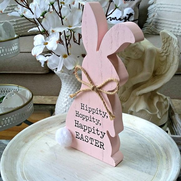 Boutique Other - NEW! FARMHOUSE Solid WOOD Hippity HOPPITY EASTER BUNNY